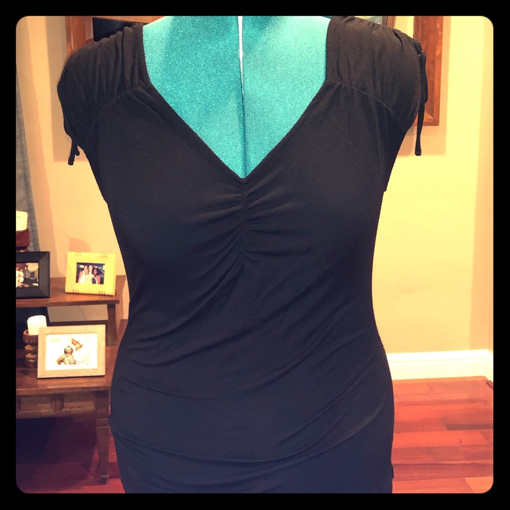 Soft ruched black top
